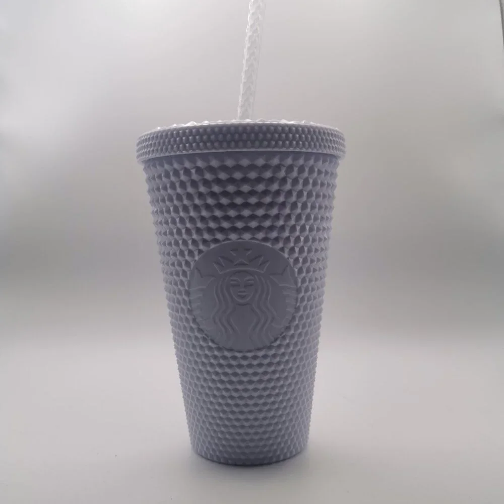 Starbucks 2021 Holiday Studded Icy White Purple Plastic Tumblr 16oz